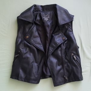 Cropped Pleather Jacket Vest